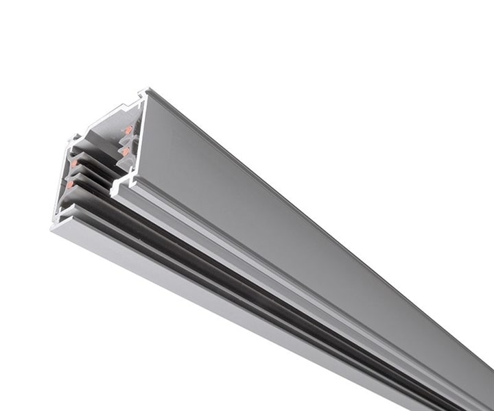 Binario in alluminio, elettrificato, quadrato, 2m, grigio opaco