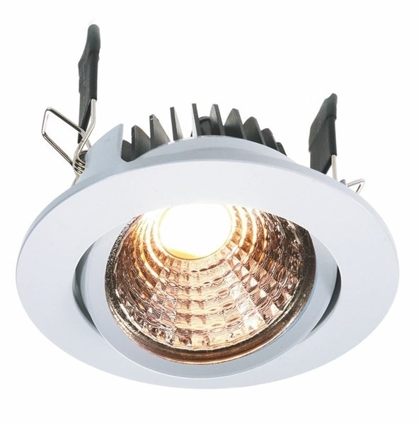 Faretto orientabile ad incasso COB 8W con scocca bianca a luce calda 2700 K