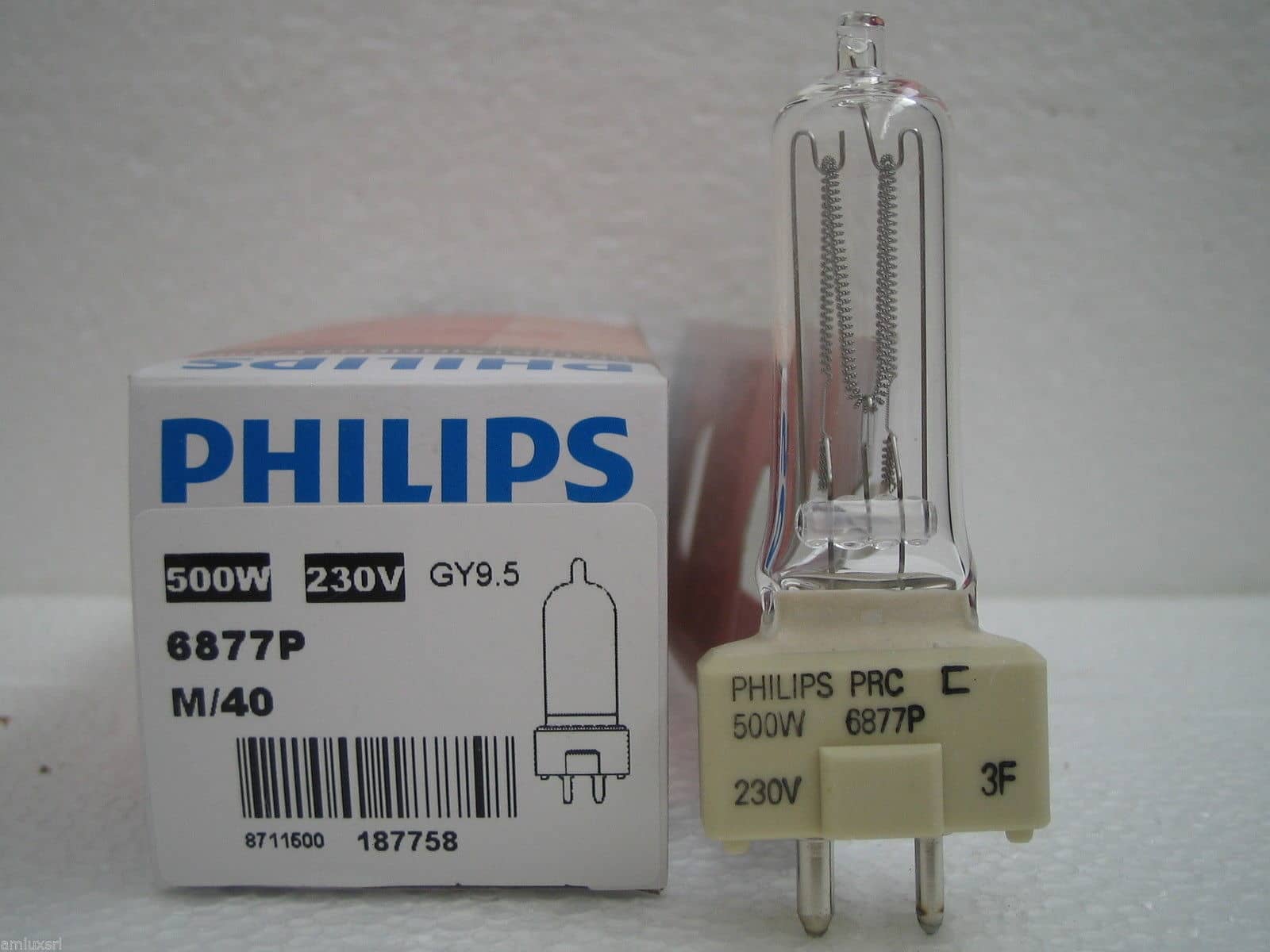 6877P PHILIPS 500W 230V GY9,5 M/40 2950°K 2000ore