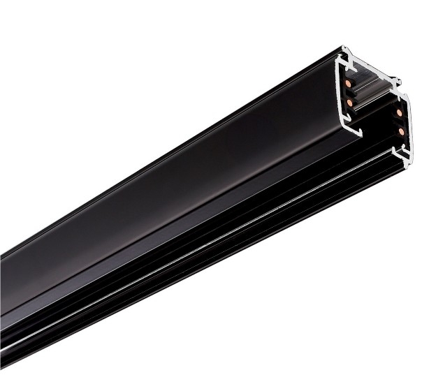 Binario in alluminio elettrificato trifase quadrato 1m nero