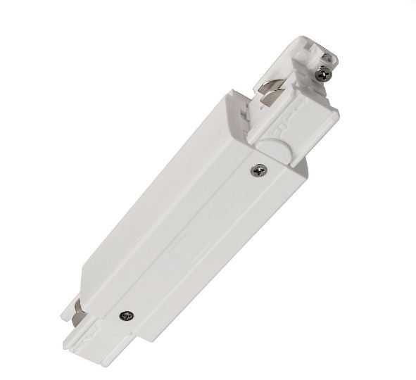 Giunto centrale con alimentazione per binario trifase bianco