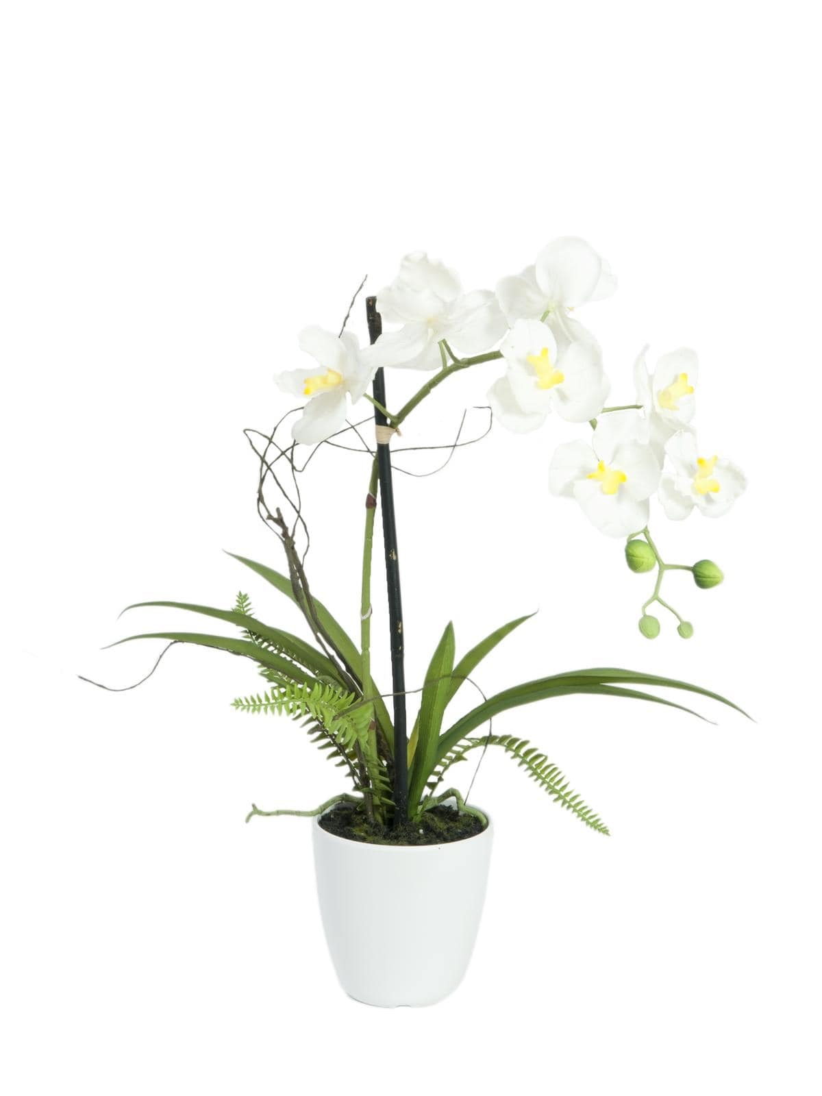 Decorazione orchidea fiori bianchi artificiale in vaso