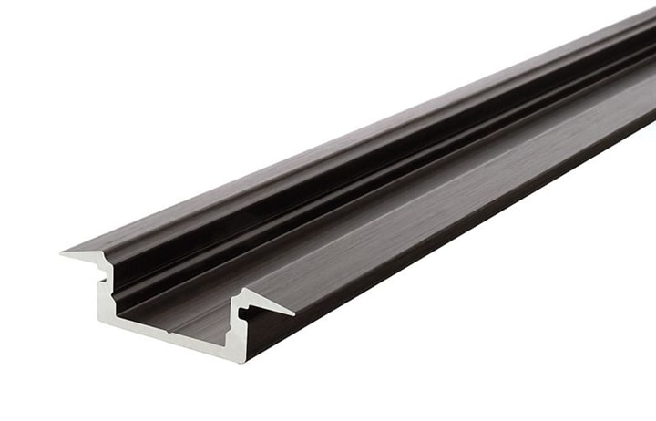 Profilo alluminio incasso T ET-01-10 nero opaco 2 m strisce led 11mm
