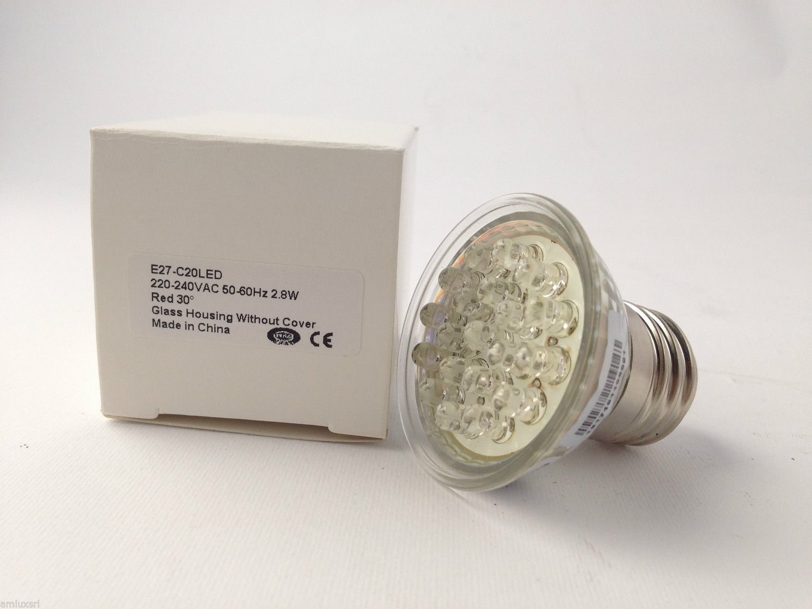 DICROICA LED E27 230V 20 LED CORTA ROSSO 30°