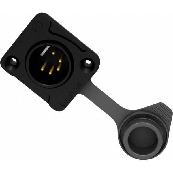 Connettore XLR 5 poli maschio con manicotto di protezione IP65 Seetronic nero J5F2CWB