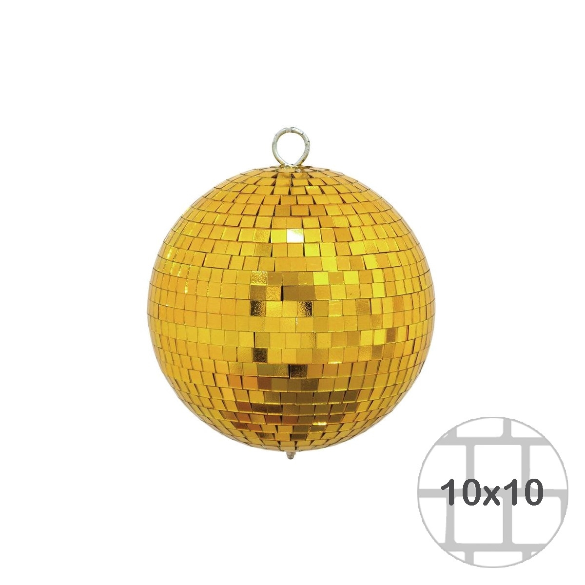 Sfera specchio ø 15 cm con pannelli in vetro dorato 10x10 mm