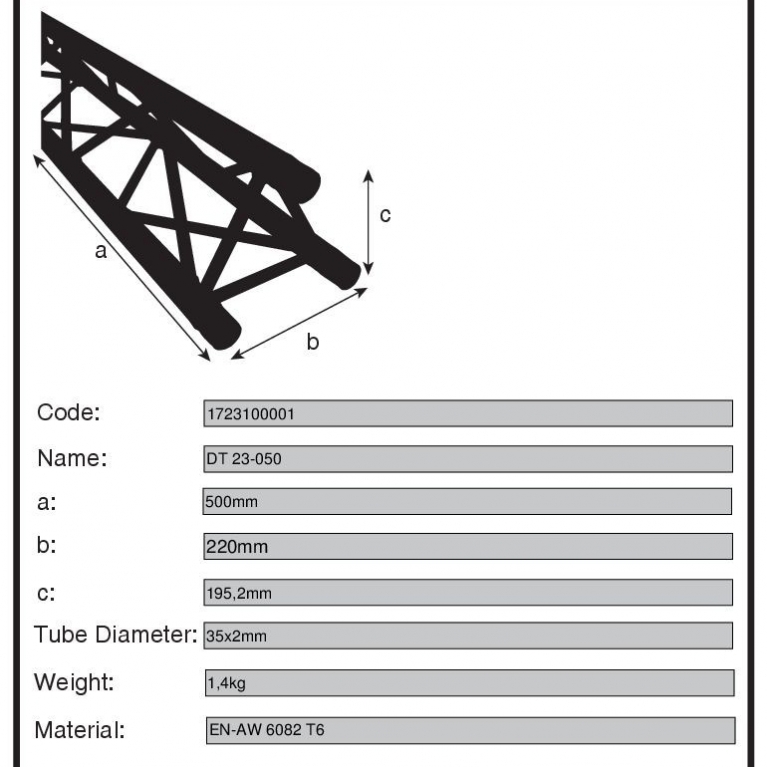 Traliccio triangolare lineare 50 cm DT 23-050