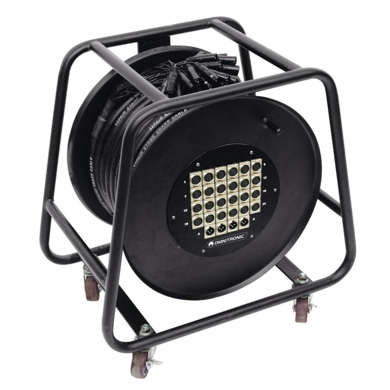 Ciabatta audio 24/4 con cavo multicore su bobina 30m
