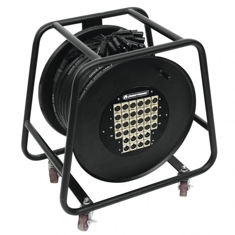 Ciabatta audio 24/8 con cavo multicore su bobina 30m
