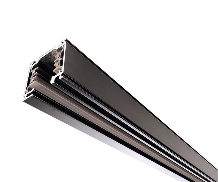 Binario in alluminio, elettrificato, quadrato, 1m, nero