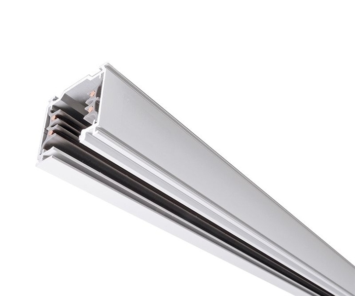 Binario in alluminio, elettrificato, quadrato, 2m, bianco
