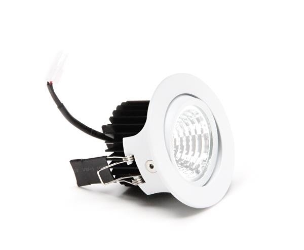 Faretto orientabile ad incasso COB 8W con scocca bianca a luce calda 2700 K