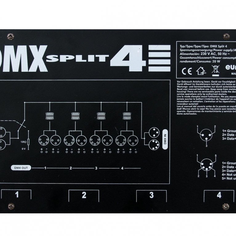 DD-4 DISTRIBUTORE DMX 4 VIE 240V EUROLITE