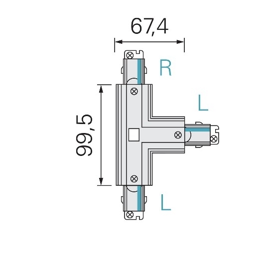 Connettore a T sinistra-sinistra-destra bianco con meccanisco di scambio
