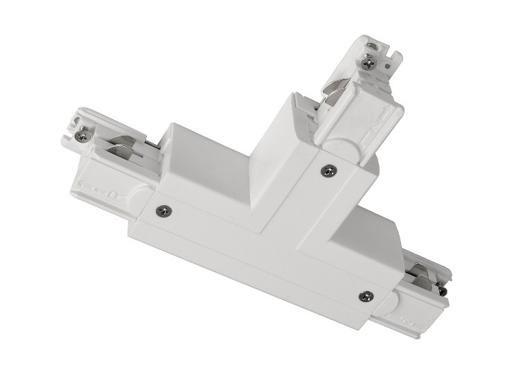 Connettore a T sinistra-sinistra-destra bianco con meccanisco di scambio