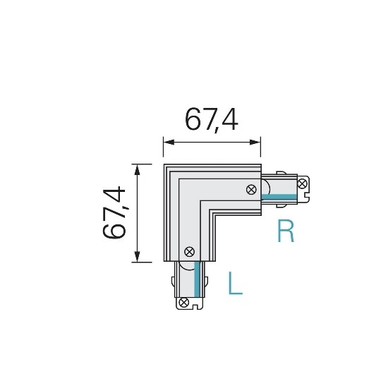 Connettore a L sinistra-destra nero con meccanisco di scambio