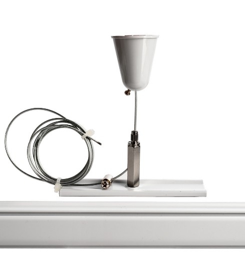 Kit sospensione con cavo d'acciaio e rosone bianco