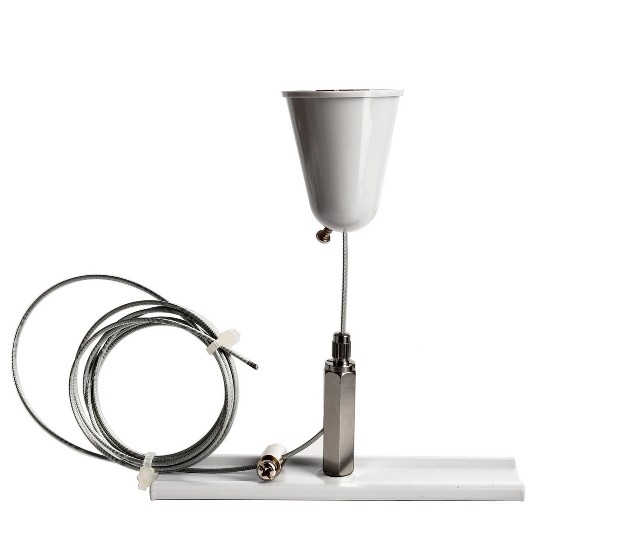 Kit sospensione con cavo d'acciaio e rosone bianco