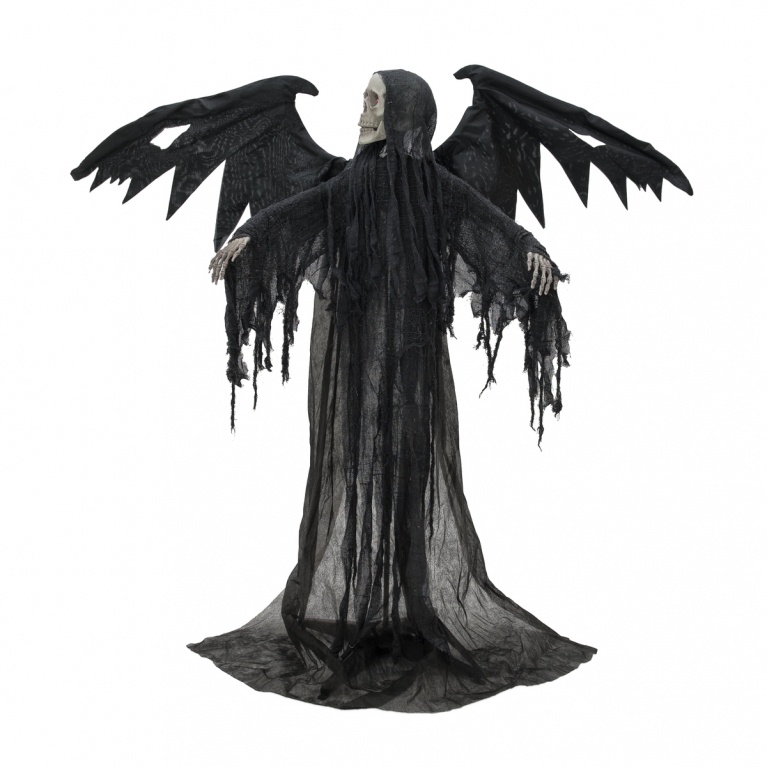 Figura Angelo nero scheletro con ali h 175cm ZOMBIE PARTY HORROR FESTE FIGURA halloween