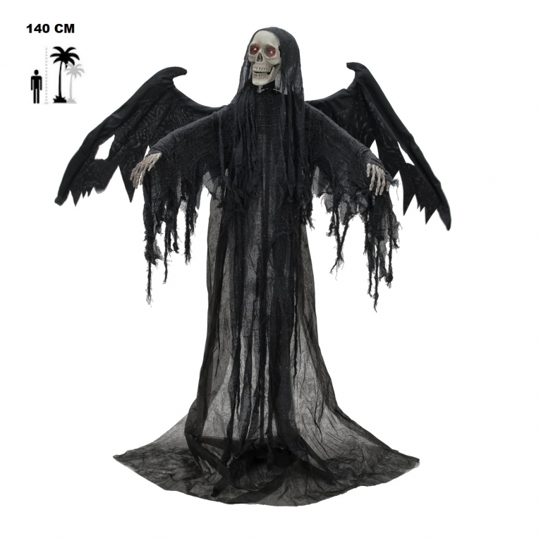 Figura Angelo nero scheletro con ali h 175cm ZOMBIE PARTY HORROR FESTE FIGURA halloween