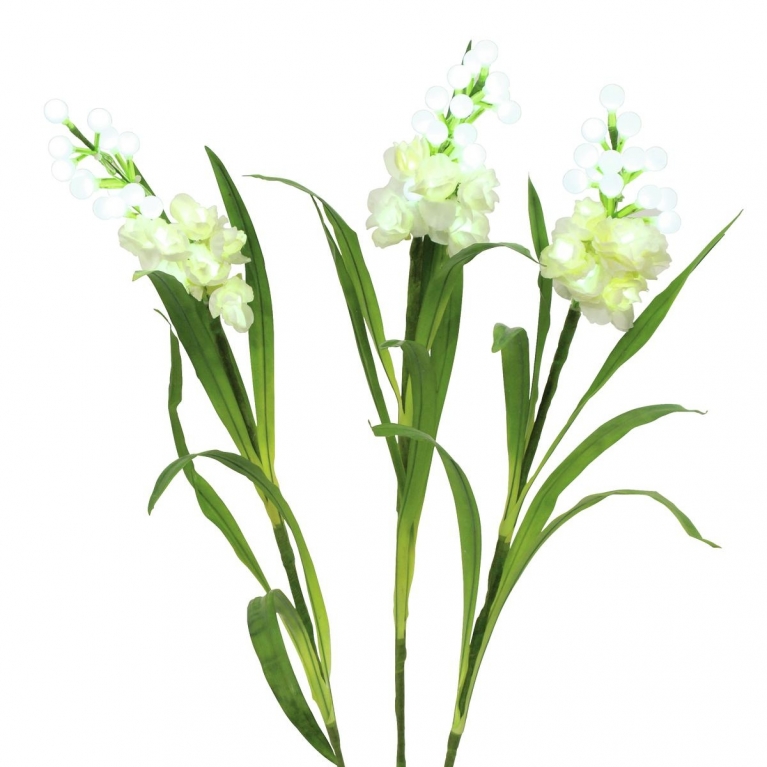 Decorazione con rami di Arum bianco artificiale con led 85 cm