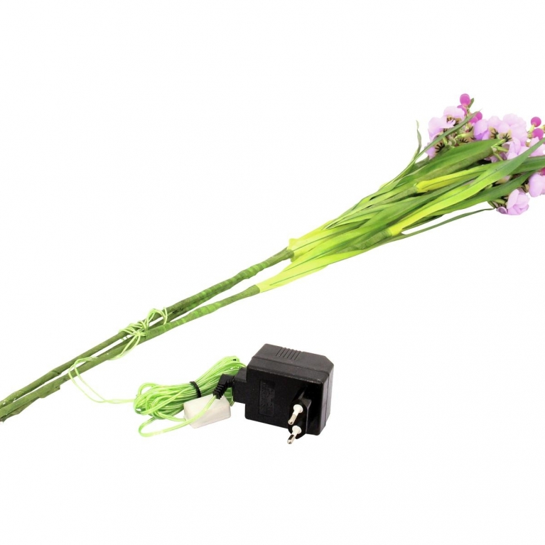 Decorazione con rami di Arum rosa artificiale con led 85 cm