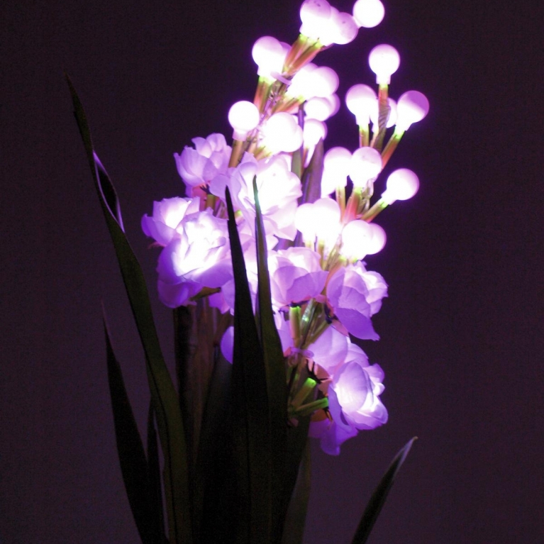Decorazione con rami di Arum rosa artificiale con led 85 cm