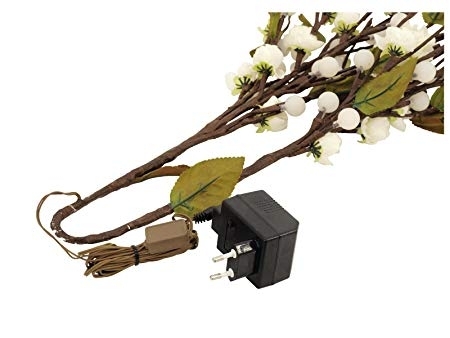 Decorazione con camelia artificiale con led bianco 50cm