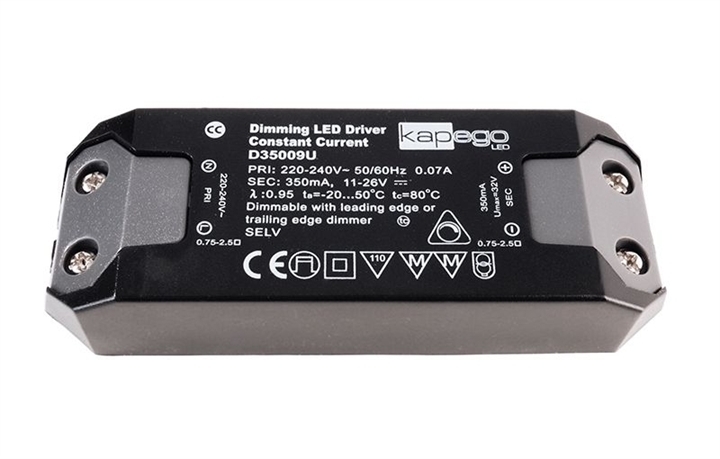 Alimentatore corrente costante per led 350mA 9W 11-26V DC IP20 dimmerabile