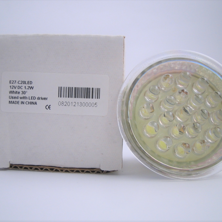 DICROICA LED E27 12V DC 20 LED BIANCHI 30°