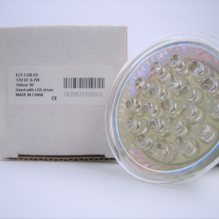 DICROICA LED E27 12V DC 20 LED GIALLI 30°