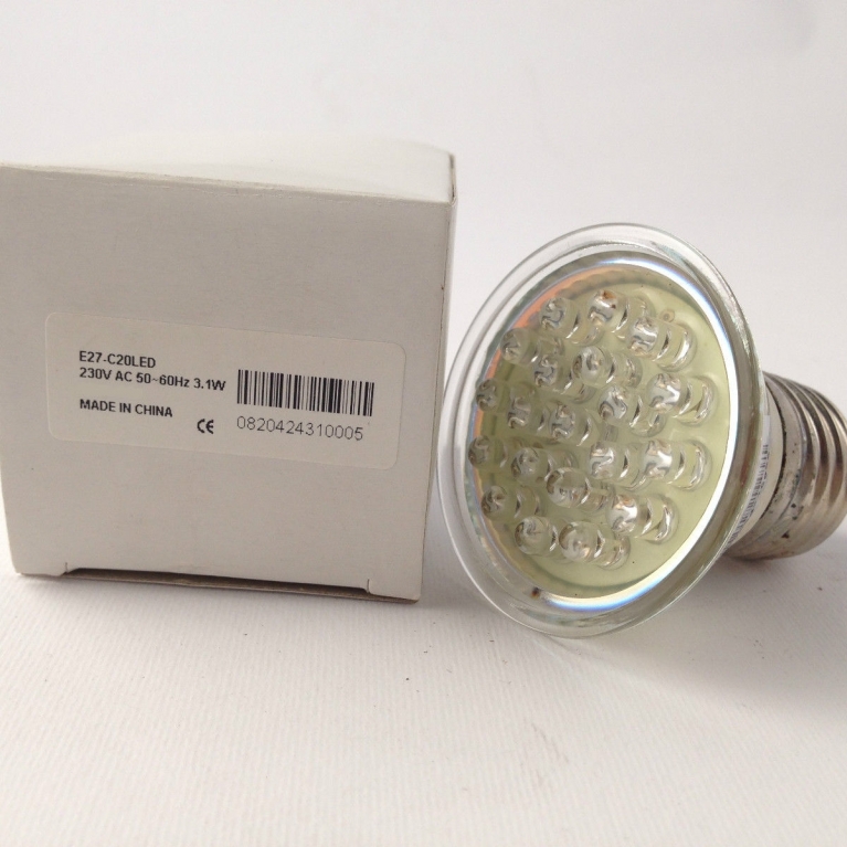 DICROICA LED E27 230V 20 LED CORTA BLU 30°