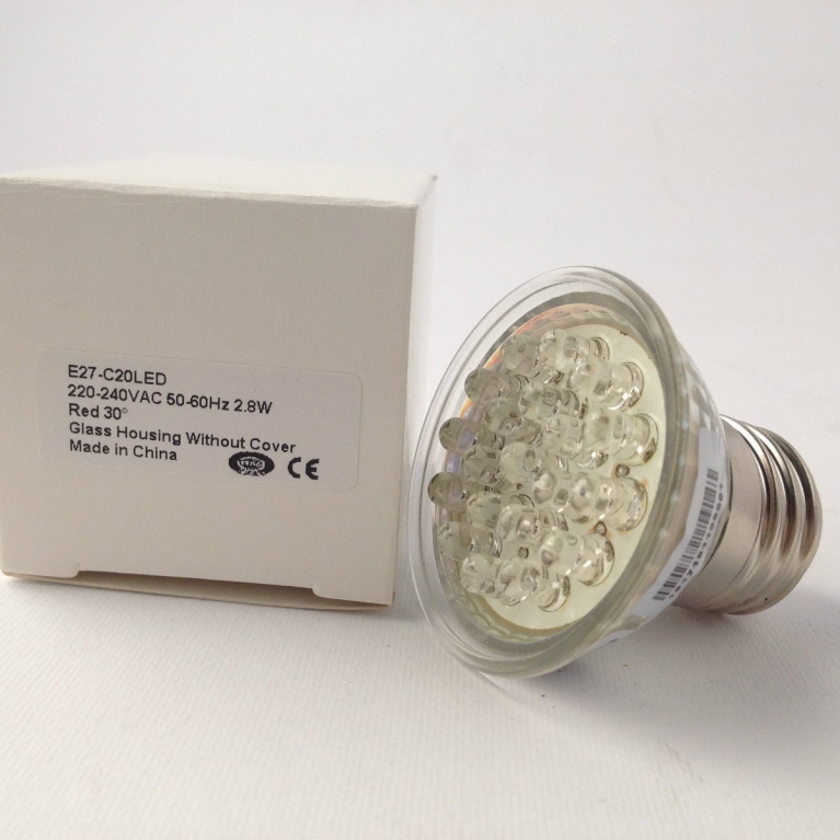 DICROICA LED E27 230V 20 LED CORTA ROSSO 30°