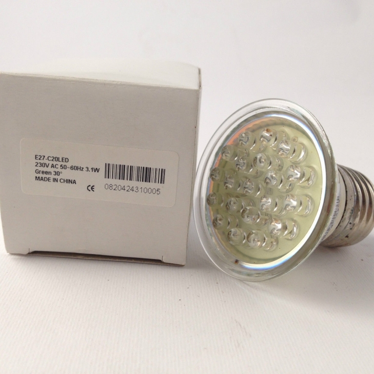 DICROICA LED E27 230V 20 LED CORTA VERDE 30°