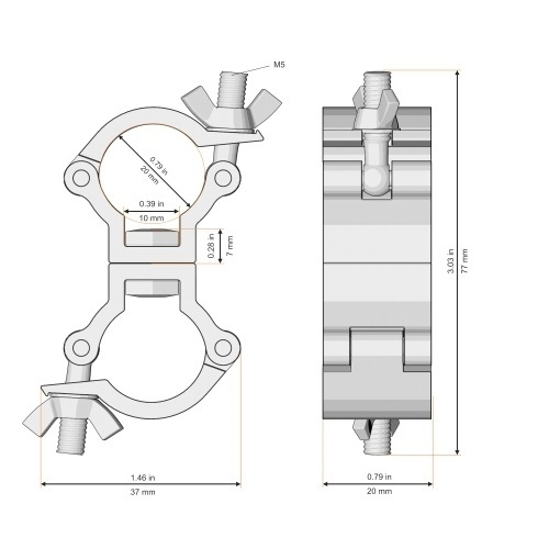 F14TAD gancio doppio per traliccio F14 max 20Kg argento