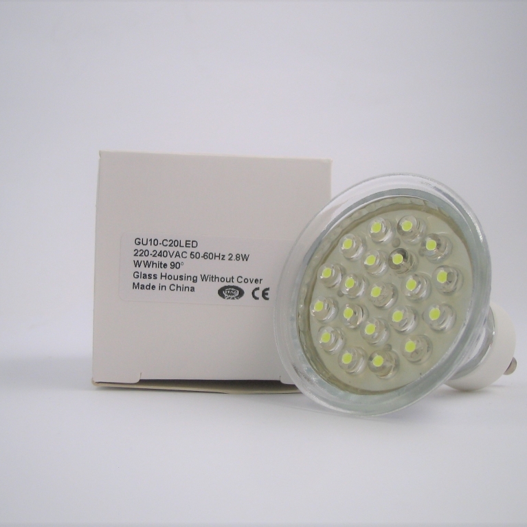 DICROICA LED GU10 230V 20 LED BIANCO CALDO 90°