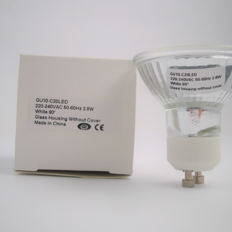 DICROICA LED GU10 230V AC 20 LED BIANCO 90°