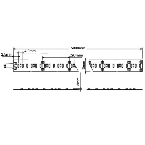 Striscia led flessibile alta luminosità 24V 125W IP20 3000-3300K 5m 25W/m