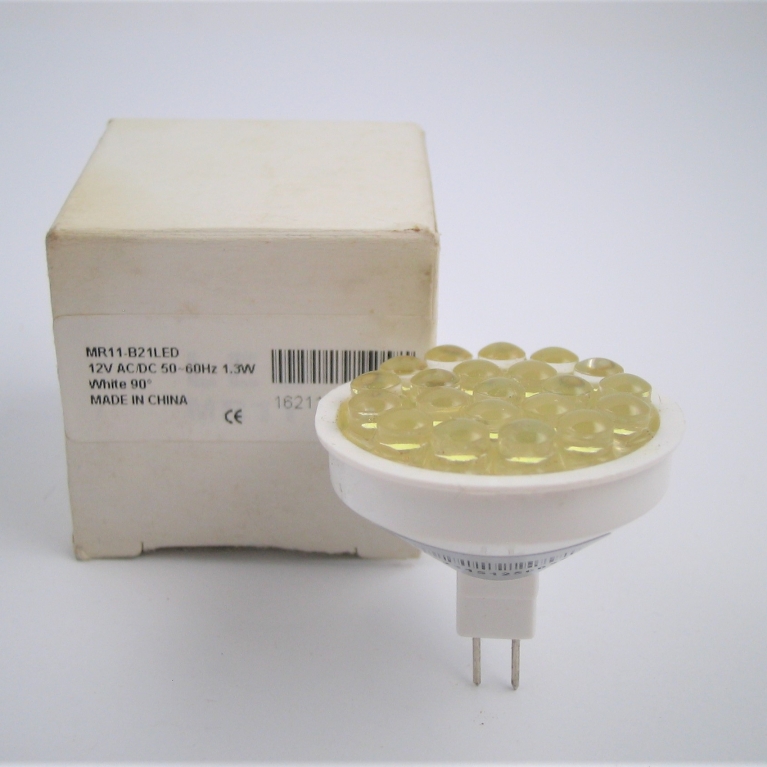 DICROICA LED  MR11 GU4 12V DC 21 LED BIANCO 90°