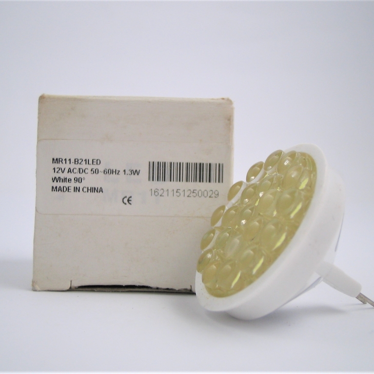 DICROICA LED  MR11 GU4 12V DC 21 LED BIANCO 90°