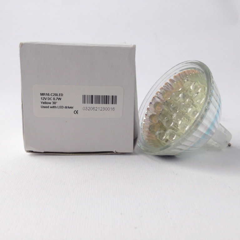DICROICA LED MR16 GU5,3 12V 20 LED GIALLO 30°