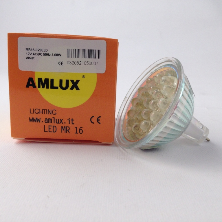 DICROICA LED MR16 GU5,3 12V 20 LED VIOLA 30°