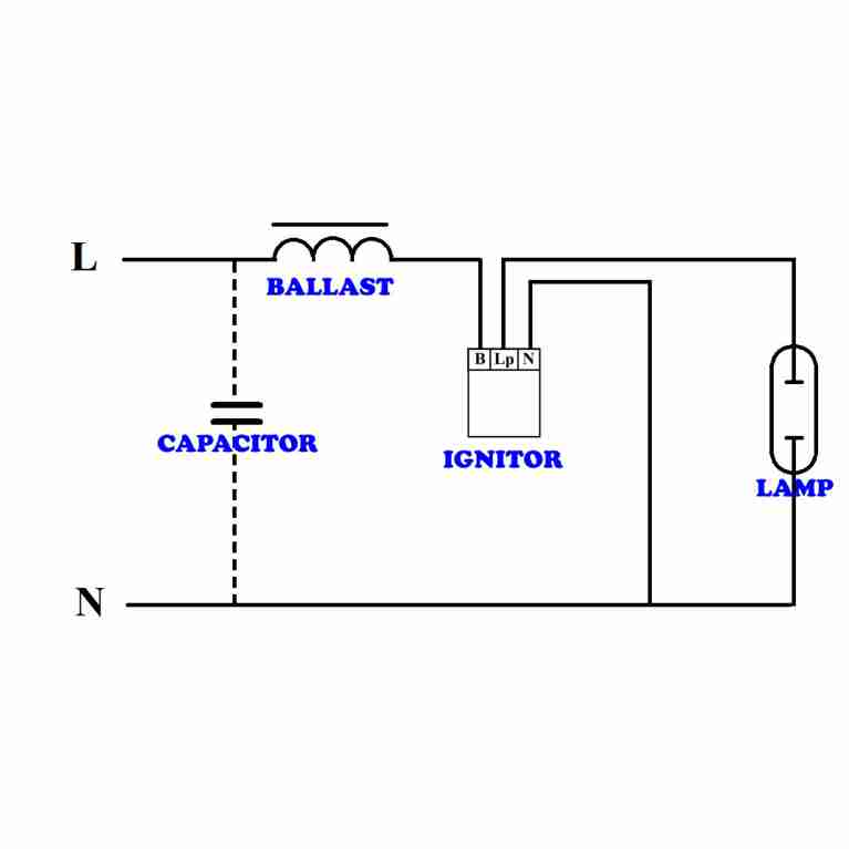 schema elettrico collegamenti basst magnetico accenditore lampada a scarica