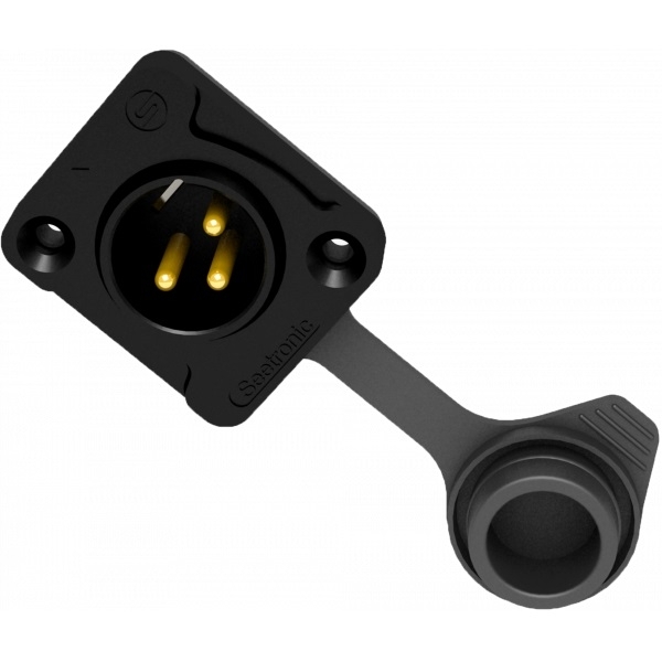 Connettore XLR 3 poli maschio con manicotto di protezione IP65 Seetronic nero J3F2CWB