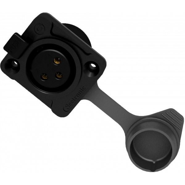 Connettore XLR 3 poli femmina con manicotto di protezione IP65 Seetronic nero K3F2CWB