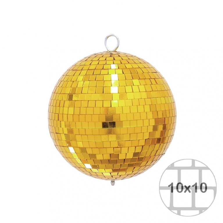 Sfera specchio ø 20 cm con pannelli in vetro dorato 10x10 mm