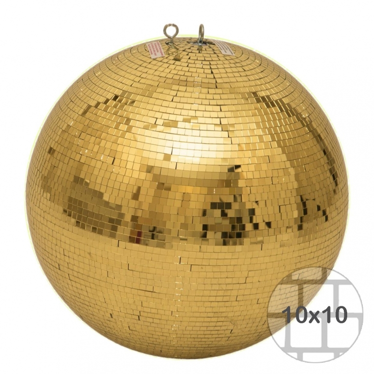 Sfera specchio ø 50 cm con pannelli in vetro dorati 10x10 mm