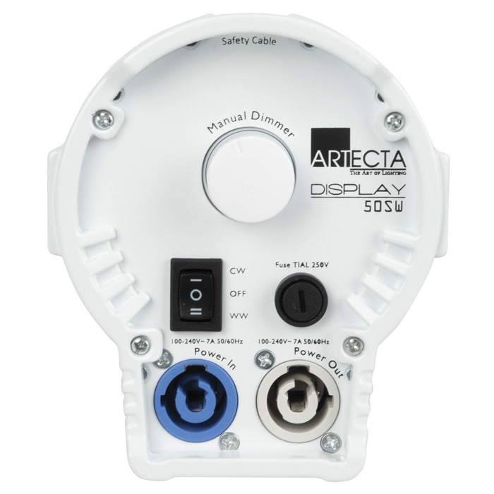 Faretto negozio fresnel led 50W bianco caldo e freddo 18-58° scocca bianca