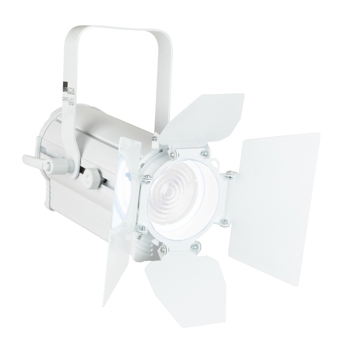 Faretto negozio fresnel led 50W bianco caldo e freddo 18-58° scocca bianca