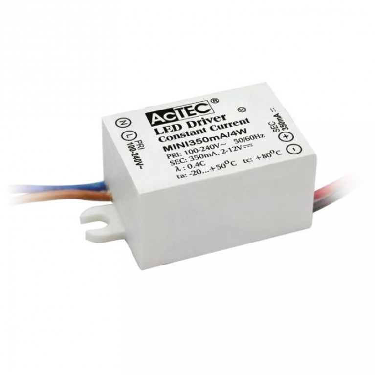 ALIMENTATORE a corrente costante per led 350mA 2-12V DC MAX 4W IP65